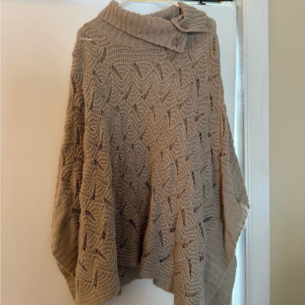 Vintage America Cream Cable Knit Poncho Sweater